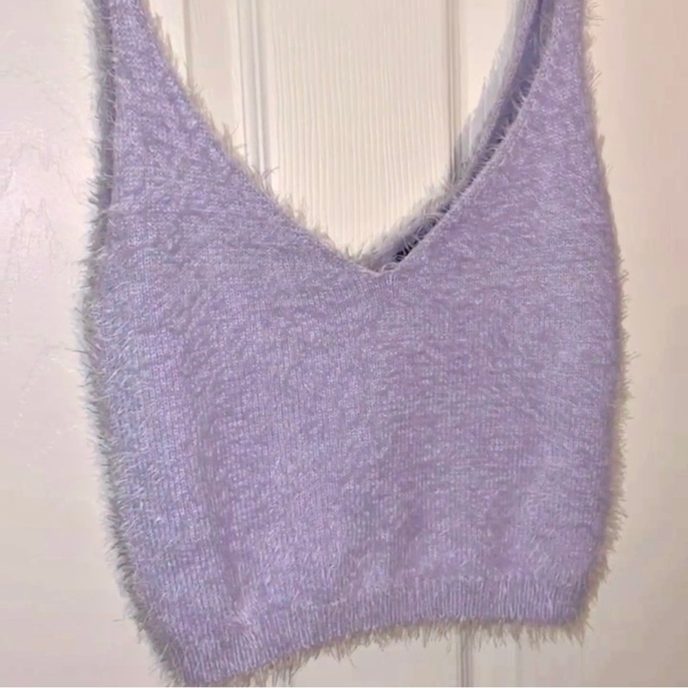 Purple furry crop tank